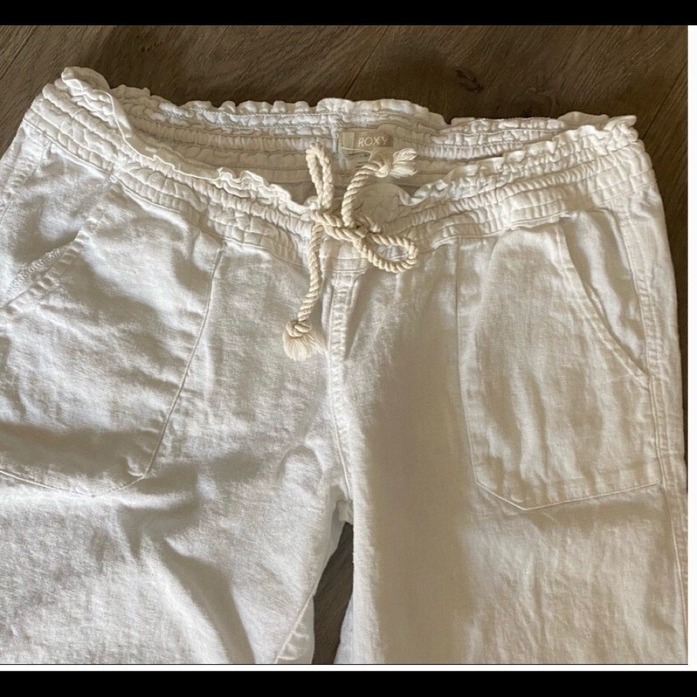 Roxy White Drawstring Linen Cover Up Pants Large